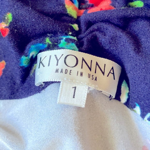 Kiyonna Floral Wrap Blouse Navy Kimono Top Made in USA Flower Garden Size 1 - Picture 4 of 4